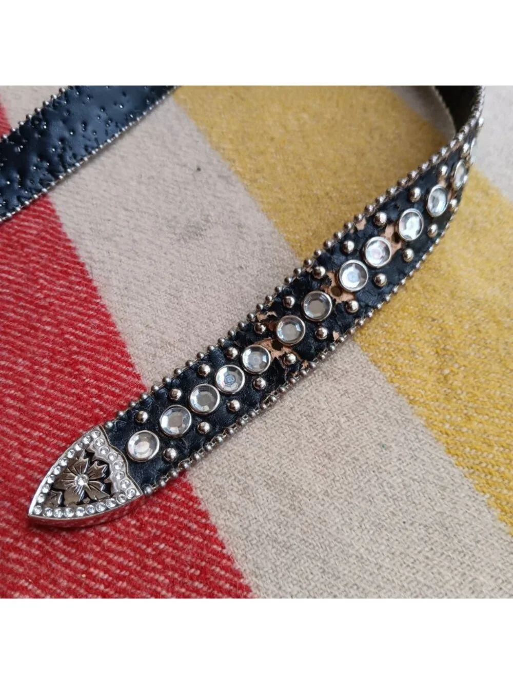 Medium 32 33 34 Women's GLam Cowgirl Belt Goth Rocker Biker Rhinestone Studded